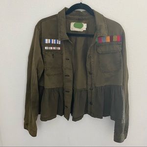 Anthropologie peplum olive green jacket